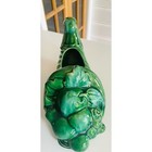 Vintage Green Horn Of Plenty Cornucopia Planter 1960s 1970s Pottery Flower Pot