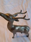 Vtg Large Mcm Solid Brass Deer Buck Stag Figurine 8 25  Tall Patina Hollow