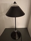 Rare Vtg Halogen Ufo Office Lamp Industrial Black Glass Metal Caged Bulb 