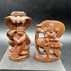2 Vtg Hand Carved Wood Hindu Deity Statues India Figurines Idols Decor As Is