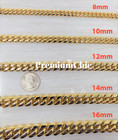 Mens Miami Cuban Link Chain Heavy 14k 18k Gold Plated Stainless Steel Hip Hop