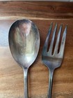 1847 Rogers Bros Is Daffodil Silverplate Serving Spoon   Fork Set 1950 Floral