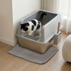 Xl Stainless Steel Cat Litter Box Extra Large Litter Pan High Side W  Scoop Mat