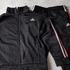 Adidas Girls M 2pc Tracksuit Set Full Zip Striped Black Pink White Regular