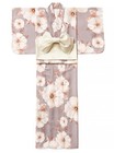 Grail Lavender   Pink Peony Pattern Yukata Set Japanese Summer Dress Kimono F s