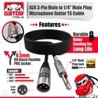 Xlr 3-pin Male To 1 4  Plug Ts Microphone Mono Cable Unbalanced Shielded Audio