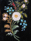 Antique Vintage Pin Cushion Velvet Handmade Embroidered Silk Flowers Beadwork