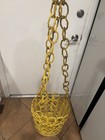 Vintage Wicker  Basket Hanging Planter Yellow 1970s
