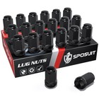  Lug Nuts - Replacement For 2006-2017 Jeep M12x1 5 Black 20 Pack Hexdrive