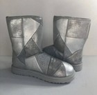 Ugg Classic Glitter Patchwork Suede Silver Sparkle Boots Women Us 10 uk 8