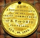 1888 Knights Templar 46th Conclave Salem  Ohio Commandery No  42 25mm Gilt Br