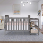 Anna 3-in-1 Convertible Full-size Baby Crib   Changer With Storage In Steel Grey