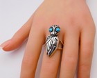 New Carolyn Pollack Sterling Sleeping Beauty Turquoise Owl Ring Sz 9