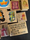 Lot Of 29 Rubber Stamps Disney Princess Pooh Fairy Tale Aladdin Cinderella
