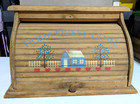 Vintage Wooden Roll Top Bread Box Home Sweet Home Cottage Country Hearts