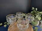 Set Of 4  22 Carat Gold Rim Water Goblets Etched Grapevine Motif  Vintage