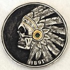 1891 Skulled Chief Morgan Dollar Hobo Nickel Style Coin With Chain
