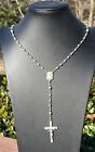 Antique Creed Sterling Silver Rosary Necklace 22    Mary W  Sacred Heart Jesus