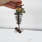 Snowman Christmas Tree Ornaments Wire Coil Jingle Bells Primitive Holiday 4 Pc