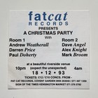 Fat Cat Records Rave Flyer 1993 Xmas Party London Andrew Weatherall Techno