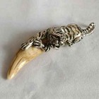 China Vintage Collection Tiger Teeth Pendant Men Woman Keychain Lucky Ornament