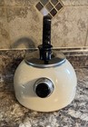 Vtg 80s International Marmalade Enamel Whistling Tea Kettle Country Goose