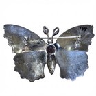 Butterfly Brooch Pin 925 Sterling Silver Garnet  Marcasite Multicolor Enamel