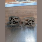 Ives  2  Antique Cast Iron Pocket Barn Door Sliding Hanger Rollers Hardware
