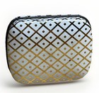 Vintage Floral Pillbox Tin Made In England Gold Lattice Chintz Style Hinged Box