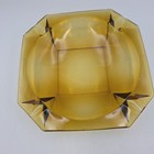 Mcm Octagon Amber Glass 8 Inch Cigar Heavy Ashtray  Nice