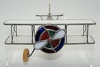 Vintage Stained Glass Kaleidoscope Airplane Double Prop Bi-plane Needs Repair 