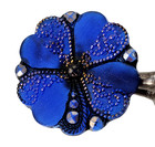Antique Cobalt Blue Lacy Glass Realistic Button Four Leaf Clover