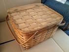 Vintage 50 s West Rindge New Hampshire Hinged Pie Basket With Riser