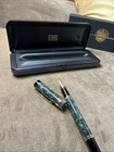 Parker Duofold Centennial Fountain Pen Marble Green 18kt Gold Med Nib New In Box