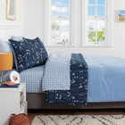 7pc King Floral Printed Microfiber Reversible Comforter   Sheets Set Navy -