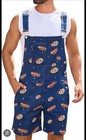 Men   s Patriotic Demin Dad Overall Shorts Country Western Jean Coveralls Costume