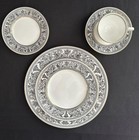 Wedgwood Florentine Black 5pc Place Setting Dinner Salad Bread Plate Cup Saucer