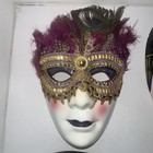 Lot Of 6 Mardi Gras Clay Painted Face Mask Wall Art Decor Theater Masks 