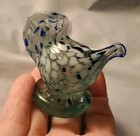Mini Hen Chicken Figurine Speckle Art Splatter Glass Rare Vintage Paperweight 