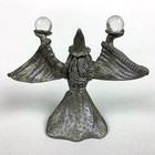 Spoontiques Pewter Wizard With 2 Crystal Balls Silver Metallic Magic Fantasy