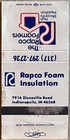 Rapco Foam Insulation Indianapolis In Indiana Vintage Matchbook Cover