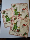 Vtg Kitschy Santa Claus And Christmas Tree Tablecloth And Placemats  Kitschmas