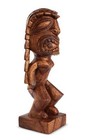 Wooden Handmade Primitive Curly Hair Tribal Statue Sculpture Tiki Bar Figurine
