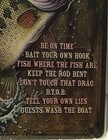 8x12 Tin Sign Fishing Rules Funny Fish Bass Wall Door Metal Plaque Poster