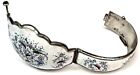     very Unique Porcelain Sterling Bracelet Antique Silver Vintage Rare Ceramic