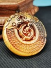  rare Ancient Chinese Old Jade Hand Carved Statue Dragon Bi Pendant F10