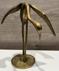 Vintage Mid Century Modern  mcm  Pair Of Solid Brass Cranes 12    7 5  Tall