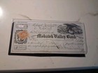 Sling s      Obsolete Bank Check Eagle      Art  50 1872 Mohawk Valley Ny Bank Check
