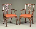 Antique Set Of 8 Kitchen Chairs  Heavy Chippendale Style Dining Chairs  22461