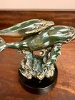 Vtg Humpback Whale And Calf Bronze Statue Spi Design Style  Beautiful Base